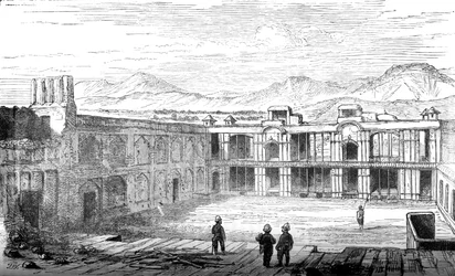 Interior de la Residencia Británica, Kabul, mirando al sur
