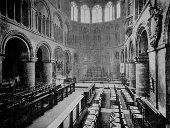Interior de la Iglesia de San Bartolomé el Grande, West Smithfield, Ciudad de Londres, 1906