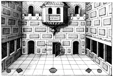 Interior del Teatro Globe, Bankside, Londres, 1617-1619