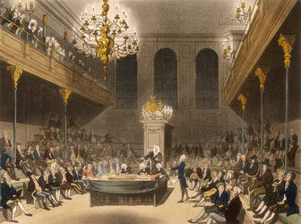 Interior de la Cámara de los Comunes, Westminster, Londres