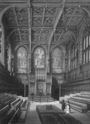 Interior de la Cámara de los Lores, Palacio de Westminster, Londres, c. 1878