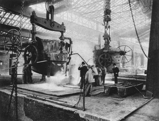 Vista interior, fábricas Krupp, Essen, Ruhr, Alemania, Primera Guerra Mundial, 1917