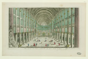 Vista interior de la catedral Notre-Dame de París, ca 1770