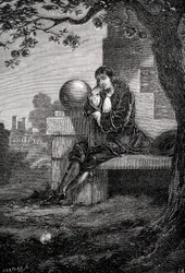 Isaac Newton, científico y matemático inglés, siglo XVII c1880
