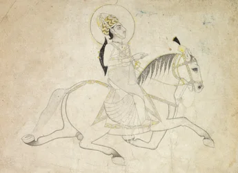 Jai Singh III de Jaipur r. 1818-1835 montando, c. 1820