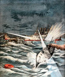 Lanchas torpederas japonesas haciendo un ataque sorpresa, Guerra Ruso-Japonesa