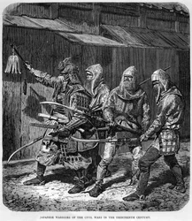 Guerreros japoneses de las guerras civiles en el siglo XIII, c. 1875