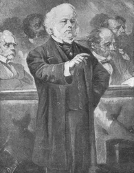 John Bright hablando en la Cámara de los Comunes, c1880s, 1901