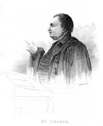 John Leslie 1766-1832, filósofo natural y físico escocés, dando una conferencia, siglo XIX