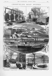 Fábrica de jabón Joseph Crosfield & Sons en Bank Quarry, Warrington, Cheshire, 1886