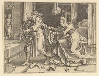 José y la esposa de Potifar copia, siglo XVII
