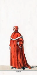 Juez, diseño de vestuario para la obra de Shakespeare, Enrique VIII, siglo XIX
