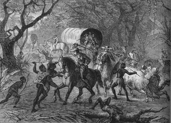 Ataque de los cafres a un convoy inglés, c. 1880
