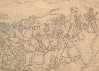 Kali Presentando las Cabezas de Chanda y Munda a Durga... el Devi Mahatmya