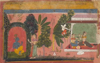 Kama Apunta su Arco a Radha: Página de un Gita Govinda Disperso Amores de Krishna, ca. 1695