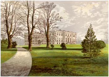 Castillo de Kimbolton, Huntingdonshire, hogar del Duque de Manchester, c1880