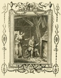El rey Alfredo disfrazado reprendido por la esposa del pastor por dejar quemar los pasteles, c878, 1783