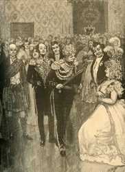 El rey Jorge IV celebrando una recepción en el Palacio de Holyrood, Edimburgo, 1822 c1890