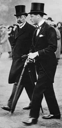 El rey Jorge V y su hijo, el príncipe Eduardo, duque de Windsor, años 1930