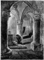 Rey Ricardo I 1157-1199 arrodillado ante el santuario de San Jenaro