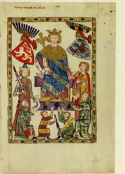 Rey Wenceslao II de Bohemia del Códice Manesse, entre 1305 y 1340