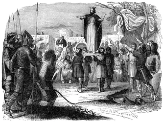 Rey de los francos siendo llevado en un escudo, 1882-1884