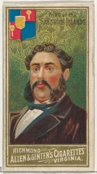 Rey de las Islas Sandwich, de la serie Soberanos del Mundo N34 para Allen & Ginter Ciga..., 1889