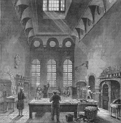Cocina del Palacio de St. James, Westminster, Londres, en la época del Rey Jorge III, c1870 1878