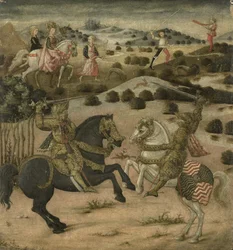 Escena de leyenda de caballeros, 1450-1475