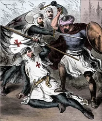 Caballeros templarios en el campo de batalla, c1910