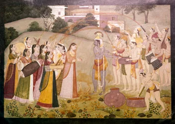Krishna celebrando el Festival de Primavera de Holi, c1770-1780