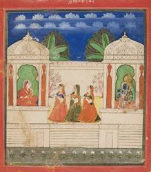 Krishna y Radha en dos pabellones