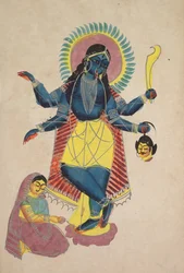 Krishna como Kali Adorado por Radha, 1800s