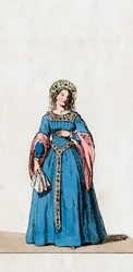Dama de compañía, diseño de vestuario para la obra de Shakespeare, Enrique VIII, siglo XIX