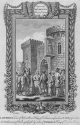 Lady Bruce, Hermana de Robert Bruce, Rey de Escocia, confinada en una Jaula, c1787