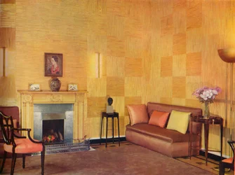 Sala de estar de Lady Leucha Warner decorada por Ronald Fleming, 1933
