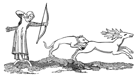 Dama cazando con un sabueso, siglo XIV, 1833