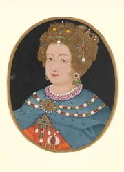 Dama con traje isabelino, finales del siglo XVII
