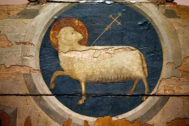 Cordero de Dios pintado por Giotto. Siglo XIV. Padua. Italia