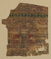 Lampas con estrangulador de leones, de una dalmática de San Bernardo Calvo, 1200-1243