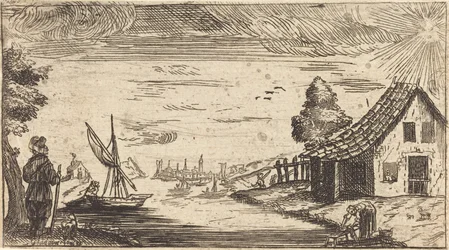 Paisaje con figura y bote