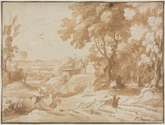 Paisaje con jinetes, 1600s