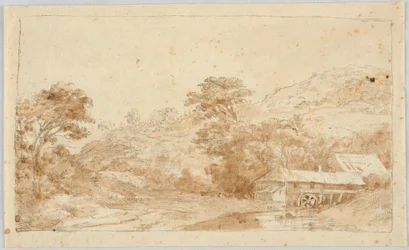 Paisaje con molino de agua