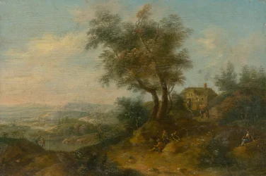 Paisaje con personal figurativo