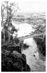 Launceston, desde Cataract Bridge, Tasmania, Australia, 1886