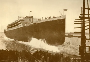Lanzamiento del Orama Orient Line, 20,000 toneladas, c1930