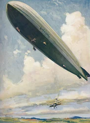 Lanzamiento de un avión desde un dirigible en el aire, 1927