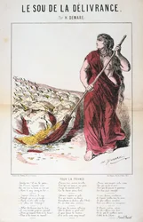 Le Sou de la Délivrance caricatura y hoja de canción, Guerra Franco-Prusiana, 1870-1871