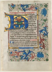 Hoja extraída de un Libro de Horas: Inicial decorada H, c. 1470-1480