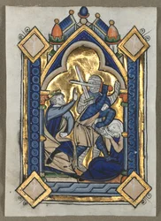 Hoja extraída de un salterio: Matanza de los inocentes, hacia 1260.